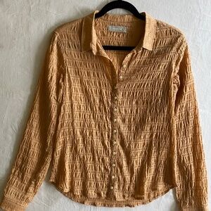 Everlane Long Sleeve Ruffled Button Up Blouse Beige Tan Size 2